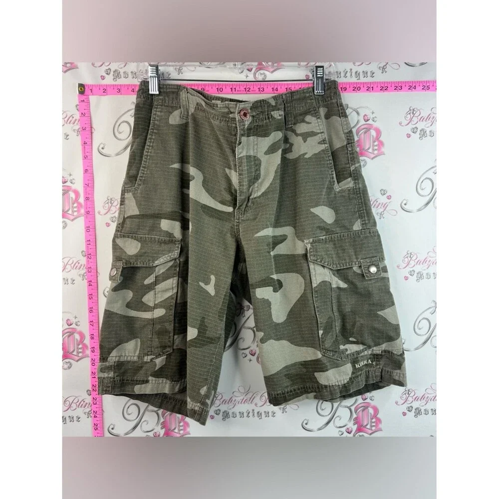 Kirra shorts long cargo camouflage pockets Olive Camo Men's Cargo Shorts - Picture 3 of 11